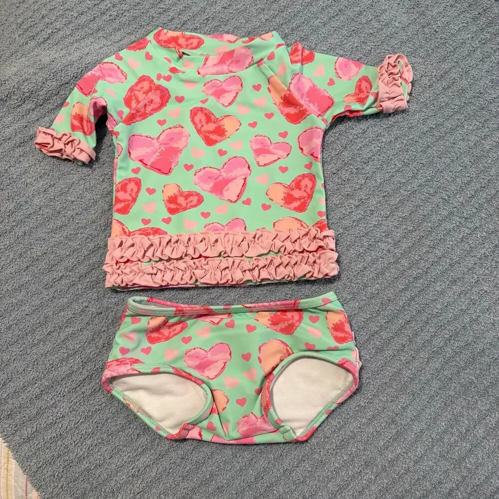 Ruffle Butts-Baby Girl-Little Love-Heart Print/Bikni/Swimsuite-3-6m-Nylon